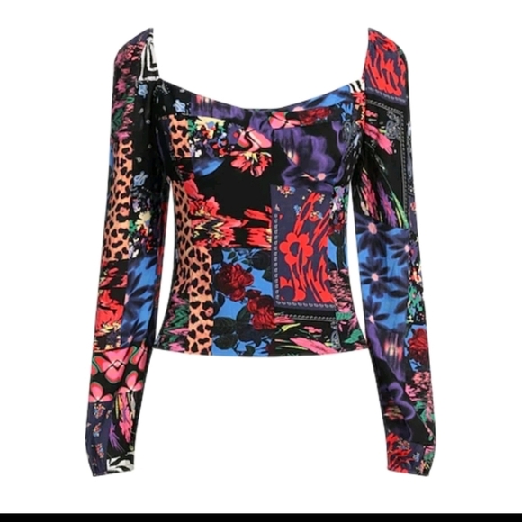 Desigual Womens Cropped Corset Patch Blouse M - Picture 1 of 15